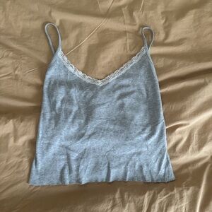 brandy melville gray lace crop tank top